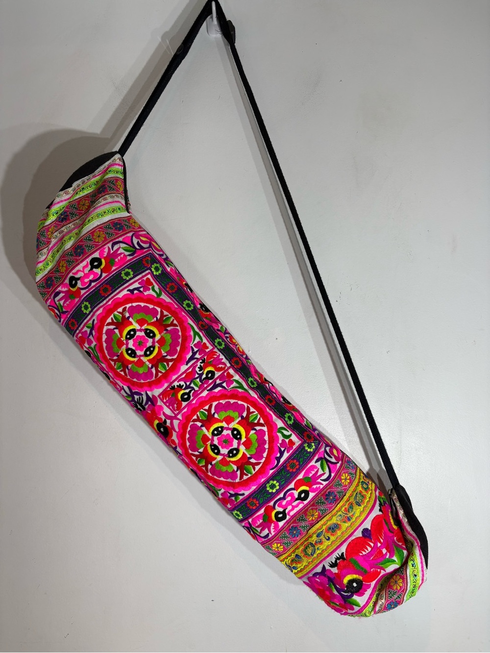 Colourful Floral embroidered Boho Yoga Mat Bag Adjustable Strap